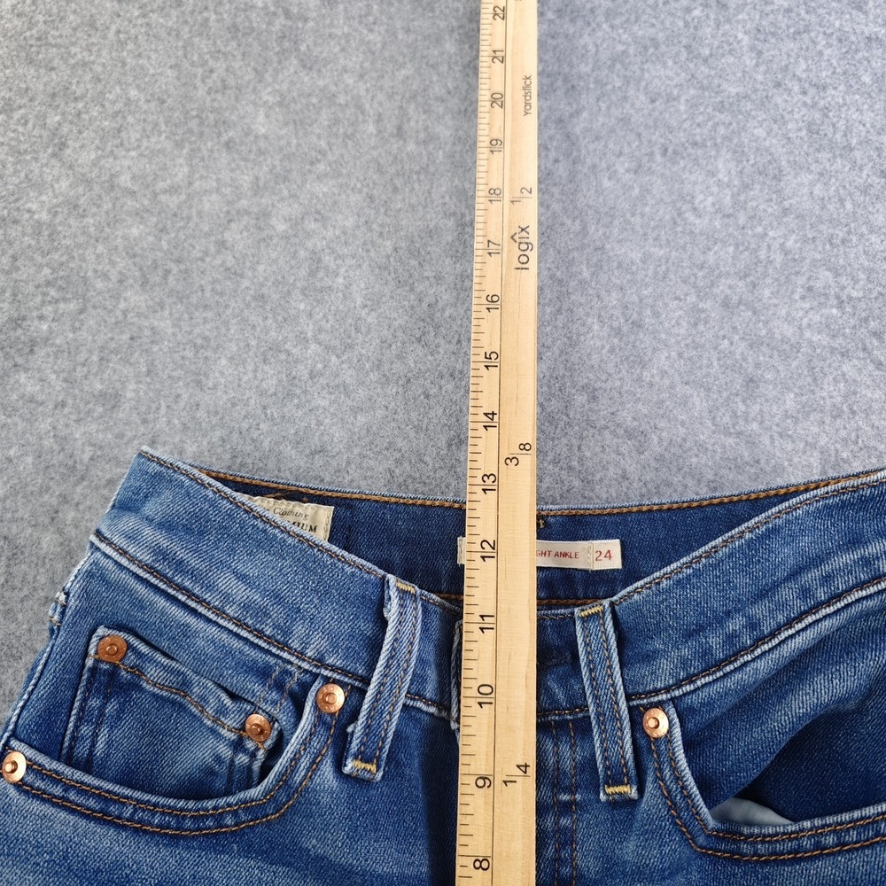 Levis Ribcage Straight Ankle Jeans Women's 24 Blue Medium Wash Denim Button Fly - Picture 4 of 11